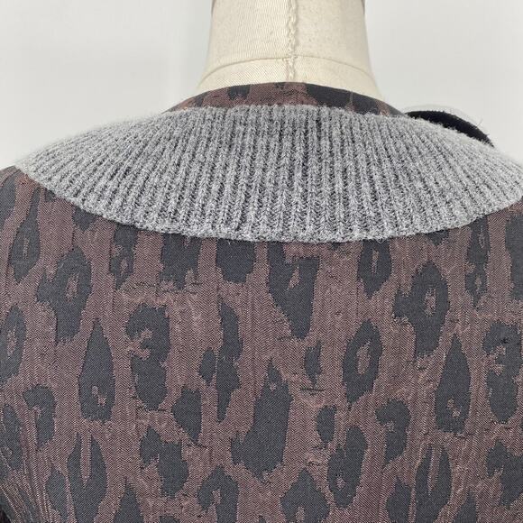 BCBGMAXAZRIA Blazer Convertible Jeweled Pins Wool Knit Trim Leopard Womens XS - Picture 11 of 15